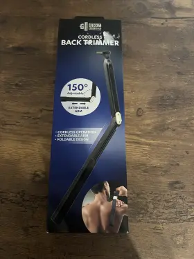 Groom Essentials 805106845537 Back Hair Shaver Extra Long Battery Powered Foldable New In Box