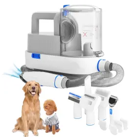 Gzi 786552937819 Dog Grooming Vacuum Kits With Multiple Tools - Electric Clipper Hair Dematti