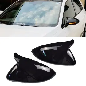 Hs-v-03 Hacreyatu 1 Pair Rearview Mirror Cover Left Right Side Covers Caps For Black-2