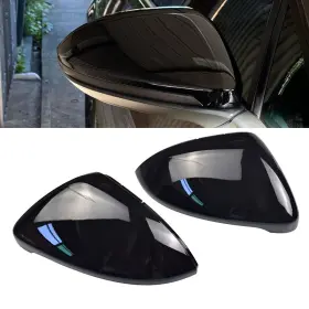 Hs-v-04-tq Hacreyatu 1 Pair Black Rearview Mirror Cover Left Right Side Covers Caps