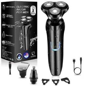 Handsomeface 755557180087 Electric Razor For Men Mens Rotary Shavers Waterproof Wet And Dry Recharge