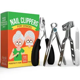 Healthy Seniors 722537180191 Toenail Clippers For Thick Toenails - 4-piece Heavy Duty Nail Clipper