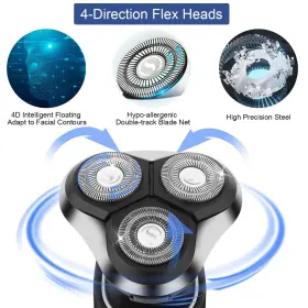 Ipx6 Hiena Pro 718387625456 Electric Shaver For Men Cordless Rechargeable Rotary Waterproof #2