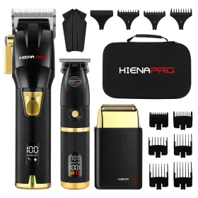 Hi-808-q4-m6 Hiena Pro Hair Clippers Zero Gapped Trimmer Set And Foil Shaver For Men Professiona