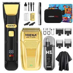 Hyn-237 Hiena Pro 303 B001 Professional Hair Clippers Set For Men Cordless Clipper Kit And Trimmer E