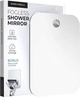 Hb-ssm2-l Honeybull Shower Mirror Fogless For Shaving - 10 Inch L X 8 W White