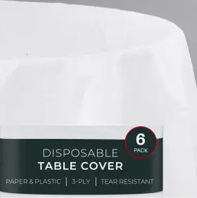 Wpprtc-6 Houzzkingz Usa Paper Tablecloths For Round Tables 82ftft - 6 Pack White Disposable T