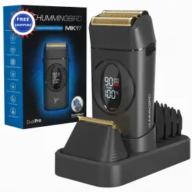 Hbfs-003-blk Hummingbird Foil Shaver And Beard Trimmer Mk17 Dualpro Gold Titanium Blades Usb-c