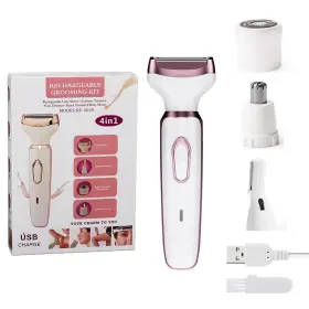 Rf-3021 Ikakocus Pink Womens Rechargeable Electric Shaver With 4 Detachable Heads