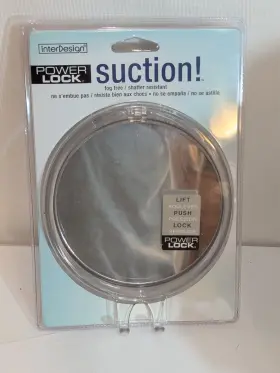 52120eu Interdesign Power Lock Fog-free Suction Mirror In Clear Brand New Sealed 52120eu Interdesign Power Lock Fog-free Suction Mirror In Clear Brand New Sealed