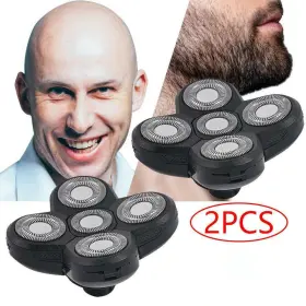 Jahyshow 770642412867 Pair 5 Blades Floating Shaving Bald Replacement Shaver Head For 4d Razor New
