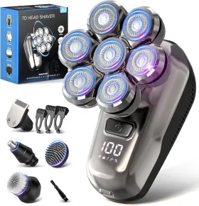 8611 Jij Head Shavers For Bald Men - 5-in-1 Electric Shaver Grooming Silver