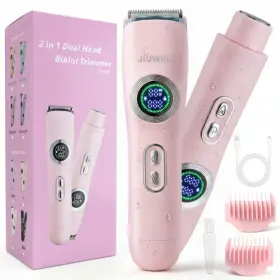 Zcb187 Jiuwiil Bikini Trimmer 2 In 1 Electric Dual Head Ipx7 Waterproof Wet And Dry Pink