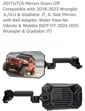 A3301-00218-bk Joytutus Mirrors Doors Off For 2018-2023 Wrangler Jl/jlu And Gladiator Jt Black