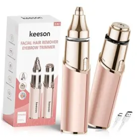 9108 Keesondirect 2 In 1 Eyebrow Trimmer For Women Facial Hair Remover Rechargeable