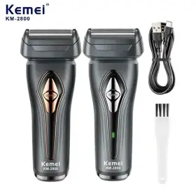 Km-2800 Kemei Rechargeable Foil Head Facial Shaver Usb Black Silver For Men