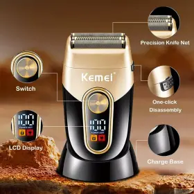 Km-3209 Kemei Rechargeable Shaver For Men Beard Trimmer Usb Waterproof Ipx4