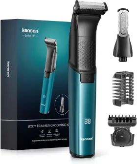 06-ktmq32-06a Kensen Body Hair Trimmer For Men - 2 In 1 Dual-head Electric Shaver And Groomer Ball Sha