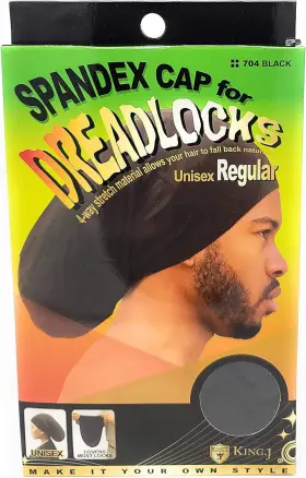 King.j 842510007038 Regular Size Unisex Spandex Cap For Dreadlocks Black