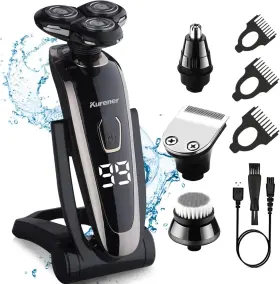 Kr1260 Kurener Electric Razor For Men Shaver Rechargeable Waterproof Rotary Shaving
