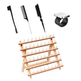 Laflare 840065328479 Braiding Rack For Hair 15.75 X 13.3 3.9 Inches Wood Color Combo3