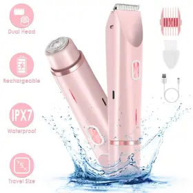 Laromni 730056004492 2 In 1 Bikini Trimmer For Women Cordless Dual Head Rechargeable Body Shaver