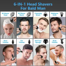 Gtj02 Lcmwb 9d Electric Head Shaver For Bald Men 6-in-1 Shavers With N #2