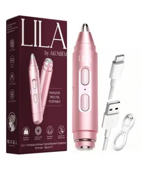 Lila By Akunbem 762849364711 Nib 2 In 1 Womens Portable Facial Shaver And Eyebrow Trimmer Pink