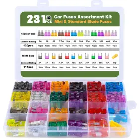Locopow 667581239429 Mini And Standard Blade Fuses 231 Pcs Car Box Assortment Fo