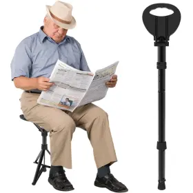 Locyop 768825473323 Cane With Seat Portable Walking Stick Folding Chair Lightweight Aluminum Mobi