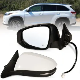 87940-0e130 Lqito Left Driver Side Mirror Fits 2014-2019 Toyota 6pins-left White