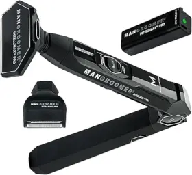 Mangroomer 853496003747 Intellimax Pro Rechargeable Back Shaver With Shock Absorber Heads And 135 Angle