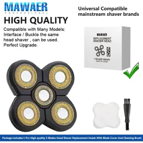 Mawaer 785249310461 Universal 5 Blades Shaver Replacement Heads Compatible With Freedomgold Shave #3