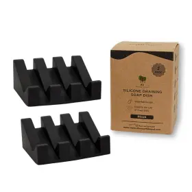 Me Mother Earth 850046923487 Silicone Soap Dish 2 Pack Black Waterfall Drainer Holder For Bat