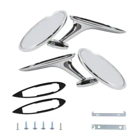 Jyauot001391 Mgwill Round Bowtie Outside Rearview Mirrors Ribbed Base Compatible Standard Chrome