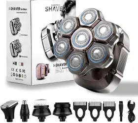Jk-6063 Monssmuse 7d Head Shaver For Bald Men 5-in-1 Waterproof Usb Rechargeable Magnetic Silver