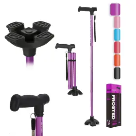 M-01-0006 Moodic Extended Handle Walking Cane For Men And Women Solid Base Foldable Canes Purp