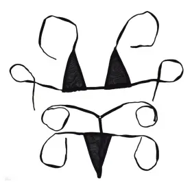 Motanar 740229322919 Women S Sheer Extreme Bikini Halterneck Top And Tie Large Black