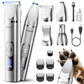 Fc08sau Oneisall 4 In 1 Dog Grooming Kit With Lcd Display Hair Trimmer For Paw N