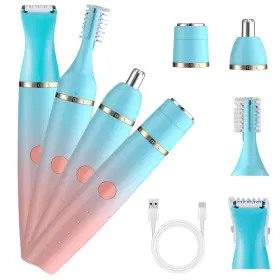 Panniohye 788567316399 4-in-1 Electric Facial Hair Trimmer For Women Rechargeable Waterproof Eyebro
