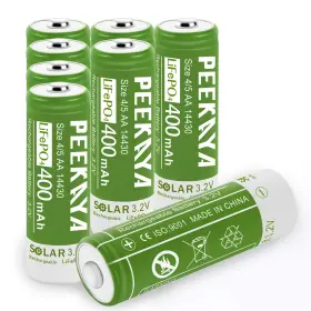 As-0034x8 Peekaya 8-pack 14430 Rechargeable Battery Lifepo4 3.2v 400mah For