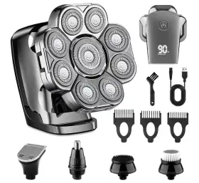 Lk-9380 Pemmkore 9 Head Electric Shaver 5-in-1 Grooming Kit Wet Dry Usb Rechargeable