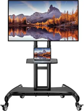 Pgtvmc05-1 Perlegear Mobile Tv Cart For 32-82 Inch Flat/curved Led/lcd/oled Tvs Rolling