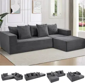 5892 Philips 108 Inch Cloud Sectional Couch With L-shape Chaise Modular Sofa Memory Foam Bonele