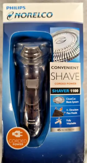 S1150 Philips Norelco 075020054883 New Electric Shaver 1100 Convenient Shave Corded Power Washable S1150 Philips Norelco 075020054883 New Electric Shaver 1100 Convenient Shave Corded Power Washable