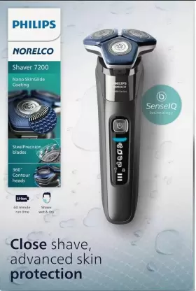 7200 Philips Norelco 075020104373 Shaver Rechargeable Wet And Dry Electric With Senseiq 7200 Philips Norelco 075020104373 Shaver Rechargeable Wet And Dry Electric With Senseiq