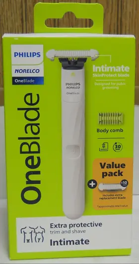 Philips Norelco 075020111340 Oneblade Unisex Intimate Value Pack Pubic And Body Groomer