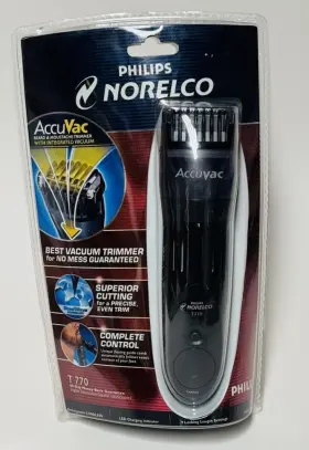 Philips Norelco 075020187703 T 770 Accuvac Beard And Moustache Trimmer - New Sealed