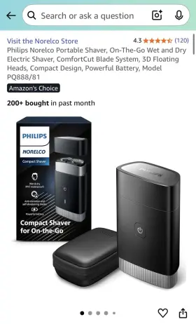 Pq88881 Philips Norelco Portable Shaver On-the-go Wet And Dry Electric Pq88881 Philips Norelco Portable Shaver On-the-go Wet And Dry Electric