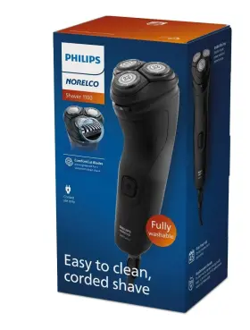 S101690 Philips Norelco Shaver 1100 Wet/dry Mens 3 Head Rotary Corded Black